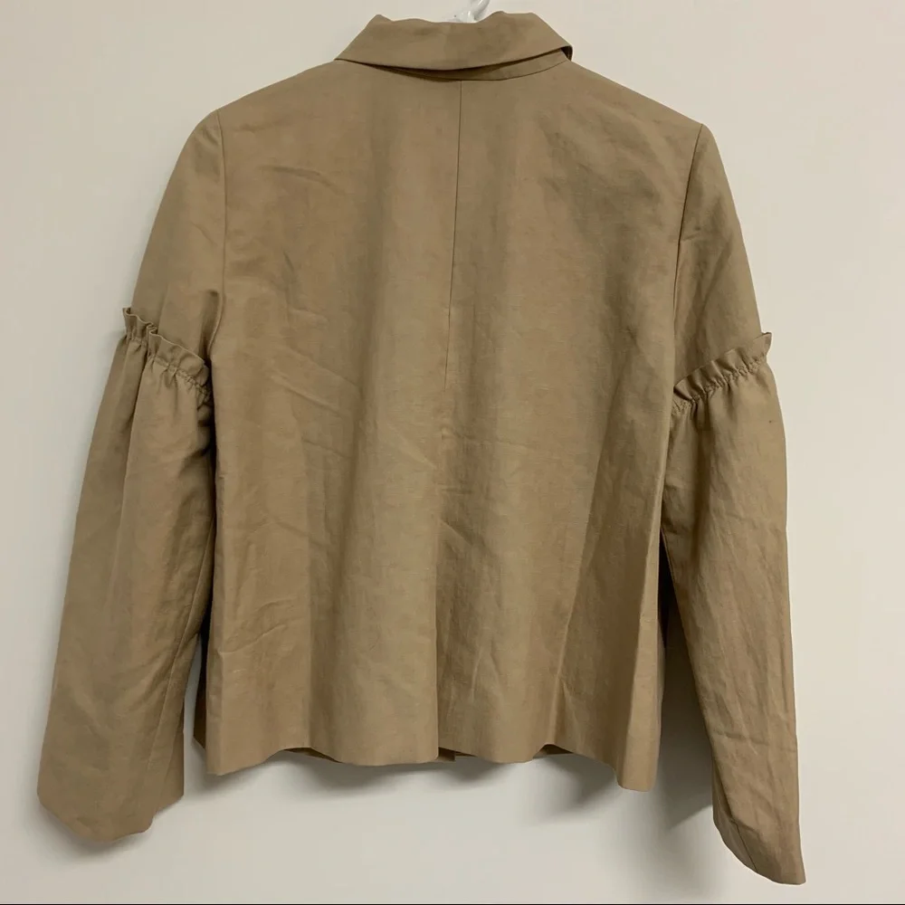 Lewit Tan Linen Blend Ruffle Jacket - Picture 4 of 15